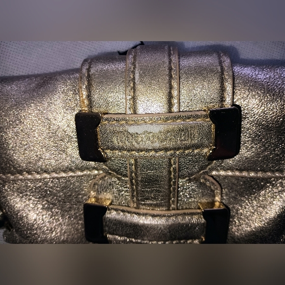 ROBERTO CAVALLI GOLD LEATHER MINI POCHETTE WRISTLET WALLET AUTHENTIC AND RARE! - Picture 3 of 13